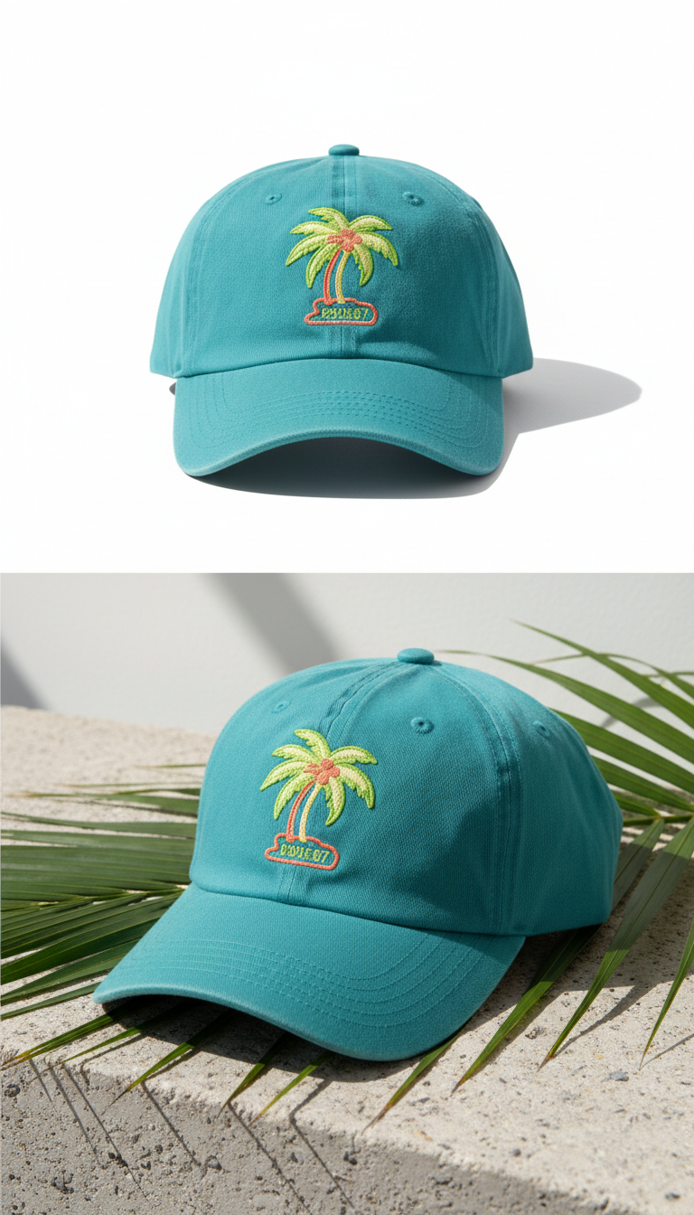Casquette vert palmier coton